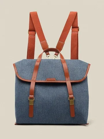 Retro Denim Canvas Backpack Women Casual Commuter Handbag Vintage Multi-Function Shoulder Crossbody Bag Fashion Tote