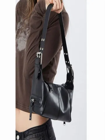 Women Retro Underarm Bag PU Leather Solid Color Shoulder Bag Chic Street Fashion Small Handbag Daily Commute Purse