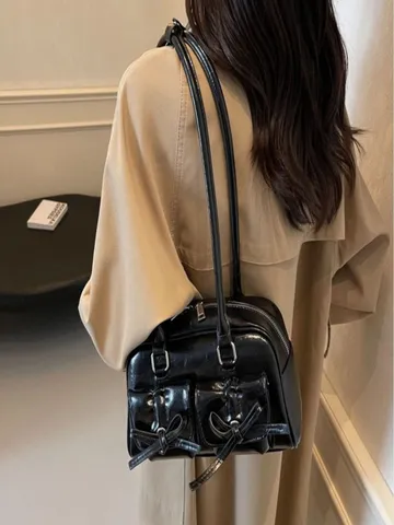 Niche Advanced PU Leather Shoulder Bag Fashion Ballet Style Bowknot Summer New Women Bag Elegant Chic Crossbody Bag
