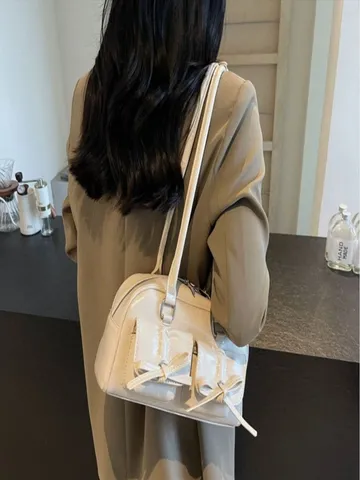 Niche Advanced PU Leather Shoulder Bag Fashion Ballet Style Bowknot Summer New Women Bag Elegant Chic Crossbody Bag