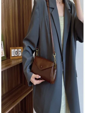 Retro PU Leather Shoulder Bag For Women Multi-Compartment Casual Crossbody Bag Elegant Fashion Daily Handbag