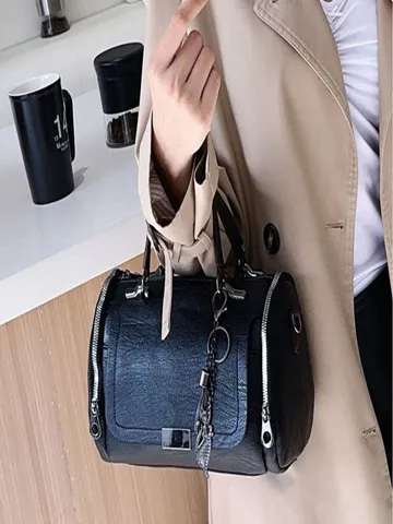 Women Vintage PU Leather Boston Pillow Bag Small Top Handle Shoulder Crossbody Handbag Casual Daily Retro Satchel Purse