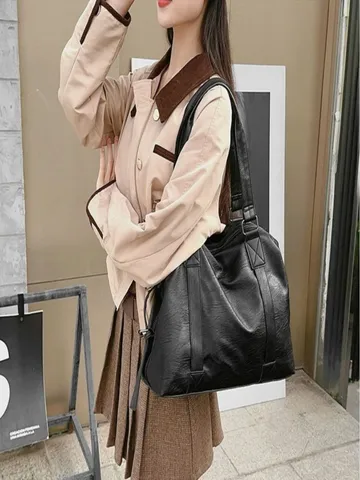 Women Large Capacity PU Leather Tote Bag Fashion Casual Shoulder Crossbody Handbag Travel Handbags Top Handle Bag