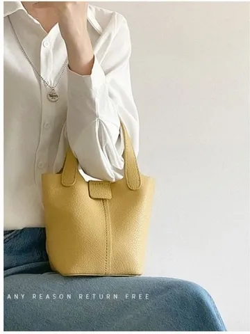 Women PU Leather Bucket Bag Casual Solid Color Handbag Vintage Designer Style Daily Shoulder Crossbody Bag