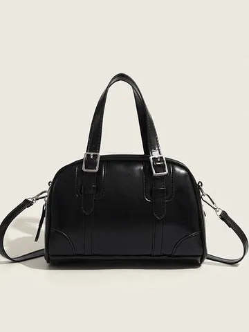 Korean Retro PU Leather Pillow Bag Women Casual Crossbody Shoulder Bag Small Handbag Solid Color Fashion Satchel
