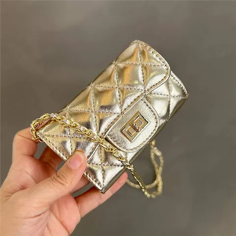 Women Mini Quilted Crossbody Bag PU Leather Fashion Chain Shoulder Bag Elegant Daily Collocation Lipstick Coin Purse