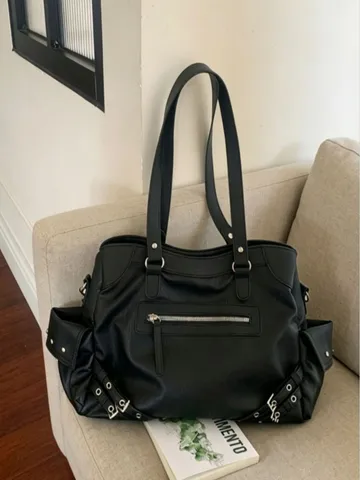 Fashion Women Large Capacity PU Leather Tote Bag Casual Single Shoulder Bag Retro Commuter Handbag