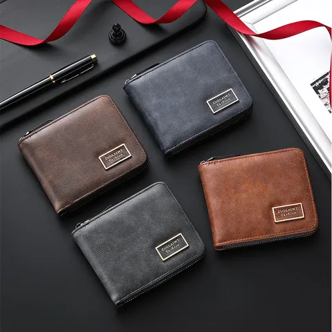 Men PU Leather Wallet Short Bifold Casual Coin Purse Card Slots Stitching Design Daily Business Male Pocket Wallet