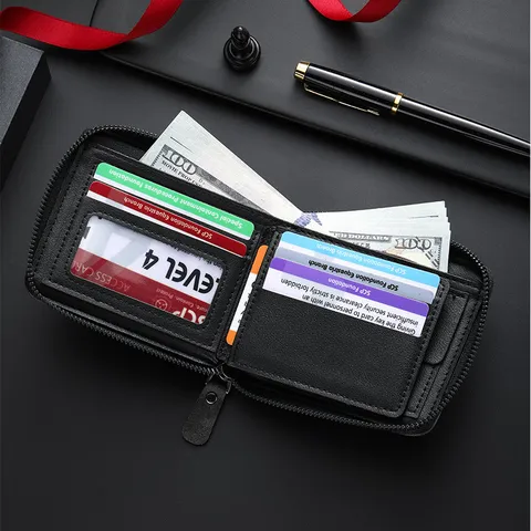 Men PU Leather Wallet Short Bifold Casual Coin Purse Card Slots Stitching Design Daily Business Male Pocket Wallet