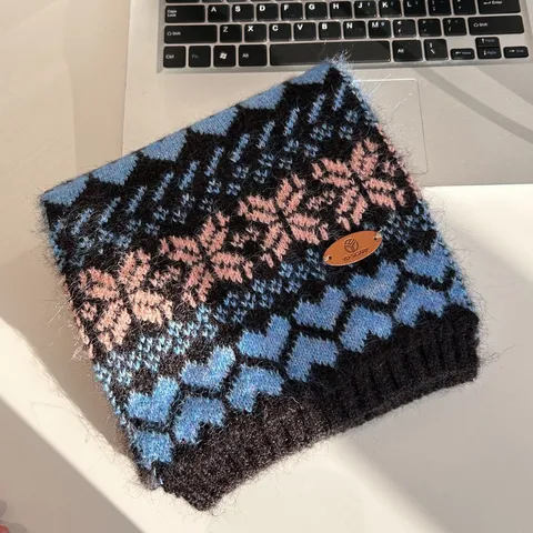 Fair Isle Patroon Gebreide Sjaal Voor Vrouwen Winter Warm Zacht Polyester Nekwarmer Met Hart Sneeuwvlok Kerstcadeau