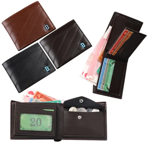 Men's PU Leather Wallet Retro Bifold Short Coin Purse Card Holder Ultra-Light Wear-Resistant RFID Blocking Daily Wallet