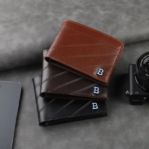 Men's PU Leather Wallet Retro Bifold Short Coin Purse Card Holder Ultra-Light Wear-Resistant RFID Blocking Daily Wallet
