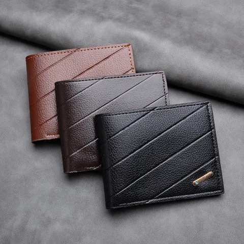 Men's Bifold Wallet Business PU Leather Slim Card Holder Waterproof Ultra-Light Daily Wallet Pocket Purse