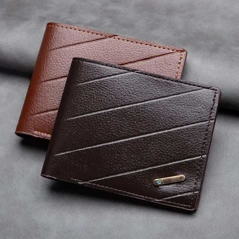 Men's Bifold Wallet Business PU Leather Slim Card Holder Waterproof Ultra-Light Daily Wallet Pocket Purse