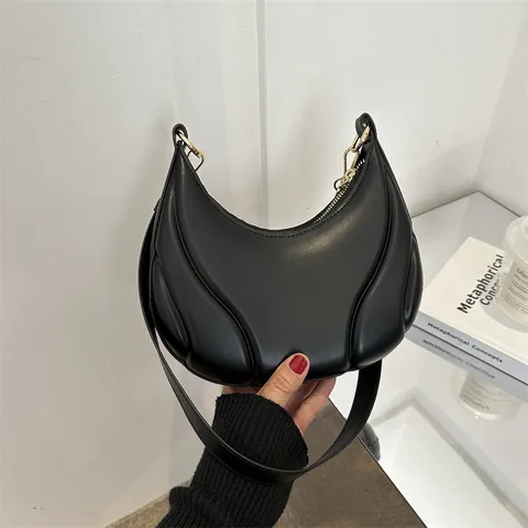Bolso de Hombro de Cuero PU para Mujer Moda Diseño Nicho Color Sólido Bolso Casual
