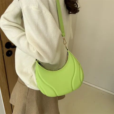 Bolso de Hombro de Cuero PU para Mujer Moda Diseño Nicho Color Sólido Bolso Casual