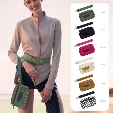 Transparent PVC Nylon Card Holder Wrist Bag Portable Coin Purse Multi-Function Card Case Wallet For Women Men