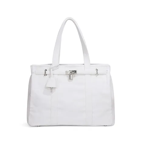 Casual Canvas Tote Bag Large Capacity Women Handbag Designer Style Lock Closure Shoulder Bag Fashion Travel Purse