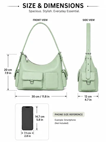 Women Vintage PU Leather Shoulder Bag Casual Solid Color Underarm Bag Multiple Pockets Commuter Handbag