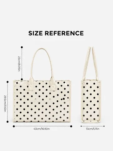 Large Capacity Tote Bag Women PVC Commuting Handbag Casual Shoulder Bag Fashion Travel Tote Bag Black White