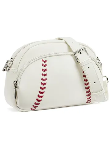 PU Leather Retro Baseball Shaped Crossbody Bag Women Fashion Small Shoulder Bag Zipper Casual Top Handle Handbag