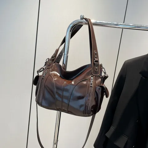 Bolso Tote de Gran Capacidad para Mujer de Cuero PU Vintage Color Sólido Bolso de Hombro Minimalista Urbano Casual