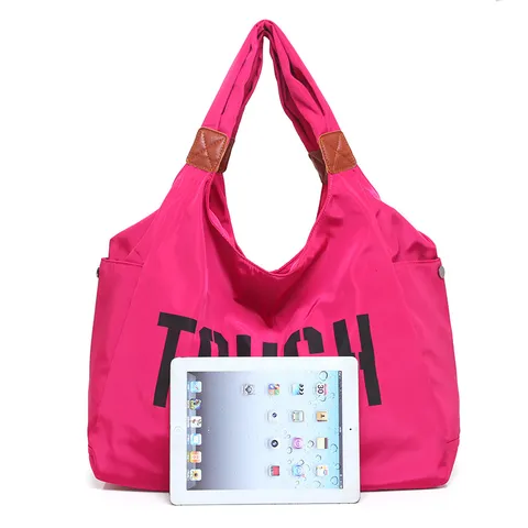 Mujer Gran Capacidad Bolso Tote de Nylon Casual Estampado de Letras Bolso de Hombro Ligero Bolso de Compras Diario