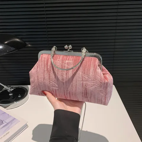 Bolso de Mano Cruzado Estilo Chino Vintage para Mujer en Terciopelo Satén con Cierre Metálico Cadena para Banquetes Diario