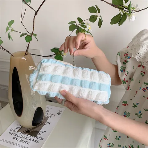 Puff Crème Stijl Etui Grote Capaciteit Leuke Student Multifunctionele Opbergtas Make-up Tas Polyester Geplooide Bubbels Cosmetische Pouch