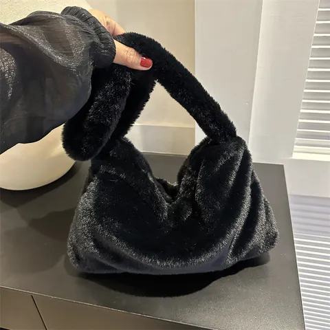 Bolso de Hombro de Peluche de Moda para Mujer Lindo Bolso Bandolera con Estampado de Animal Piel Sintética Suave