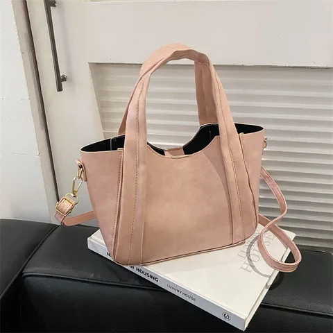 Bolso Cubo de Cuero PU para Mujer Patrón de Lichi Casual Minimalista Urbano Bolso de Hombro con Asa Superior