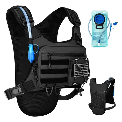 Tactical Hydration Chest Bag For Men Outdoor Running Cycling Sport Vest Pack Molle Durable Polyester Chest Rig Pack