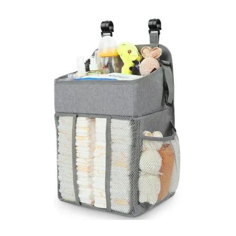 Hanging Baby Crib Diaper Caddy Organizer For Nursery Playpen Portable Baby Essentials Storage Bag With Adjustable Straps Multiple Compartments Polyester Nursery Organizer