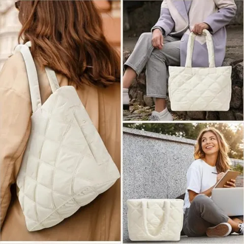 Γυναικείο Καπιτονέ Tote Bag Μεγάλης χωρητικότητας Τσάντα Ώμου για Laptop Casual Τσάντα Χειρός Μαλακή