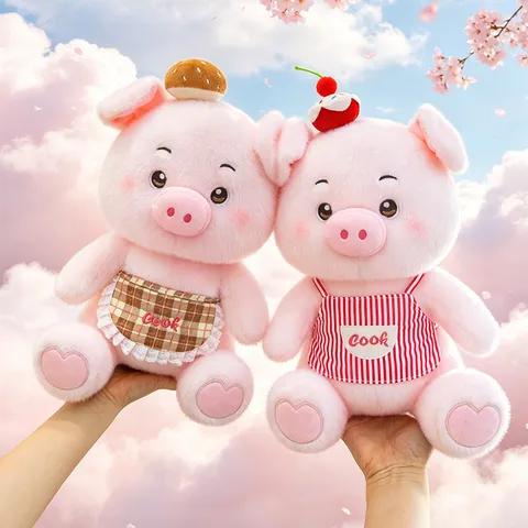 Cute Baking Pig Plush Toy Soft Stuffed Animal Chef Pig Doll With Apron Home Decor Birthday Gift For Girls
