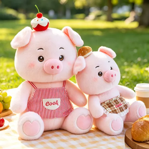Cute Baking Pig Plush Toy Soft Stuffed Animal Chef Pig Doll With Apron Home Decor Birthday Gift For Girls