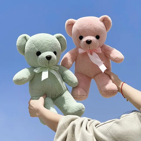 Carino Orsacchiotto Peluche Giocattolo Animale di Peluche Morbido Bambola Coccola con Elegante Decorazione a Fiocco Regalo Carino per Bambini e Ragazzi