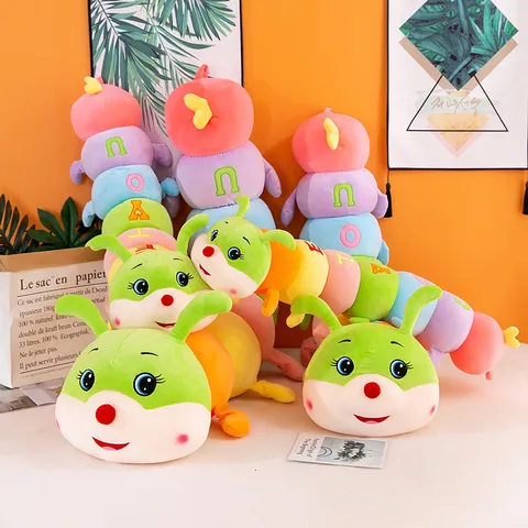 Peluche Bruco Colorato Cartone Animato Animale Imbottito Cuscino Carino Morbido Lungo Sonno Gamba Chiusura Cuscino Cuscino Per Ragazze Bambini