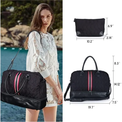 Gesteppt Reise Duffle Bag Set Große Kapazität Weekender Tasche Mit Schuhfach Polyester Gepäck Tasche Für Damen Herren