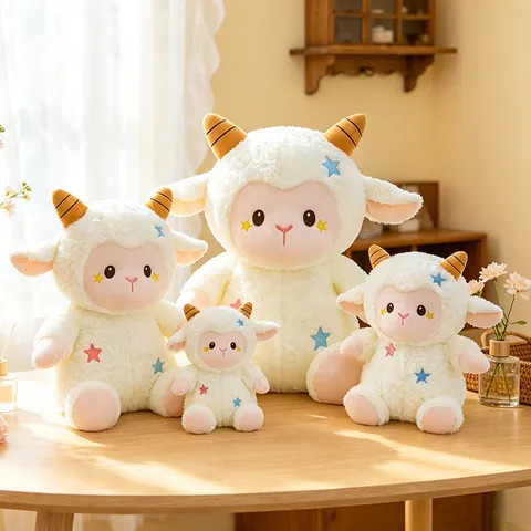 Simpatico Peluche Pecora Stellata Cartone Animato Agnello Bambola Animale Imbottito Cuscino Morbido Regalo Per Ragazze