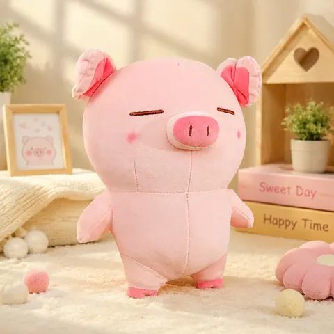 Simpatico Peluche Maialino in Piedi Elastico Bambola Morbido Cuscino da Sonno Cuscino per Animali di Peluche Regalo di Compleanno Capodanno