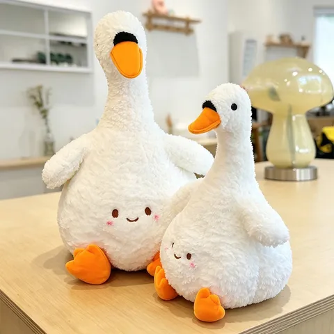 Carino Oca Bianca Peluche Morbido Poliestere Animale Impagliato Anatra Bambola Bambini Compagnia Guarigione Cuscino