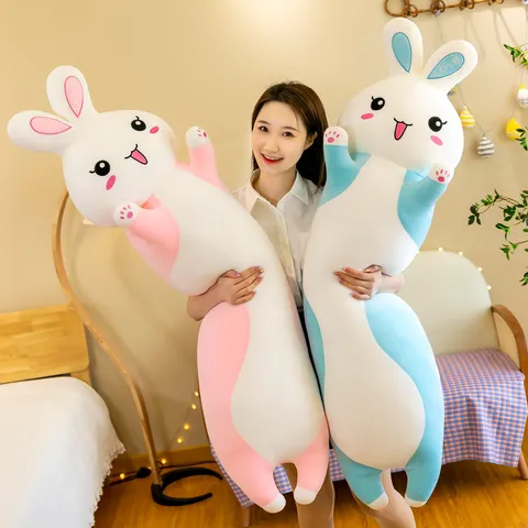 Simpatico Cuscino in Peluche di Coniglio Cartone Animato Giocattolo Morbido Bambola Coniglio Compagno Cuscino Comfort Regalo di Compleanno