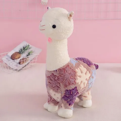 Carino Fiocco di Neve Alpaca Peluche Animale Imbottito Bambola Morbido Cuscino in Cotone PP Regalo di San Valentino