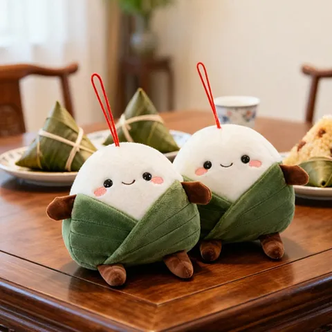 Lindo Juguete de Peluche Zongzi Muñeco de Peluche Suave Cojín de Comida de Dibujos Animados Llavero Regalo de Festival para la Decoración del Hogar