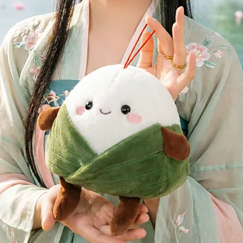 Lindo Juguete de Peluche Zongzi Muñeco de Peluche Suave Cojín de Comida de Dibujos Animados Llavero Regalo de Festival para la Decoración del Hogar