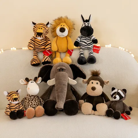Dschungel Tier Serie Plüschtier Süß Gestopft Löwe Affe Giraffe Elefant Fuchs Tiger Koala Nilpferd Zebra Nachttisch Schlafpuppe Heimdekoration