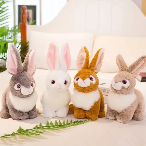 Peluche di Coniglio a Capello Lungo Carino Giocattolo di Stoffa Morbida Bambola Simulazione Coniglietto Cuscino Abbraccio Regalo