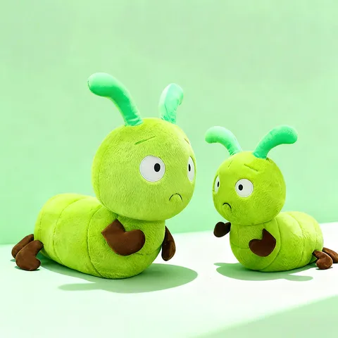 Carino Peluche Bruco Verde Animale di Peluche Cuscino Lungo
