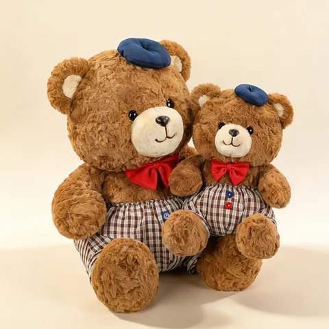 Orsacchiotto Peluche Giocattolo Imbottito Con Berretto Papillon Salopette Morbida Bambola Regalo di Compleanno